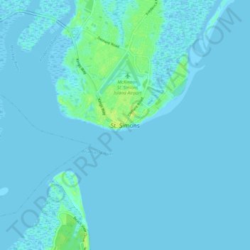 Saint Simons topographic map, elevation, terrain