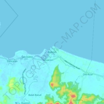 Bobon topographic map, elevation, terrain