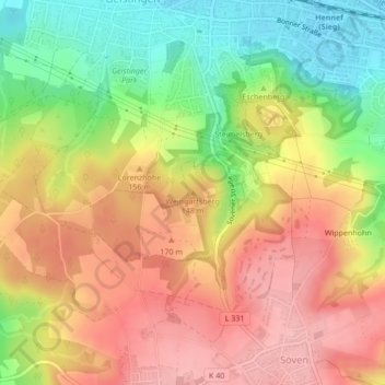 Weingartsberg topographic map, elevation, terrain