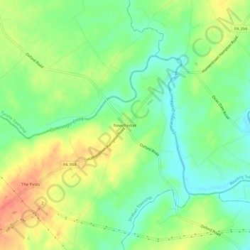 Newchester topographic map, elevation, terrain
