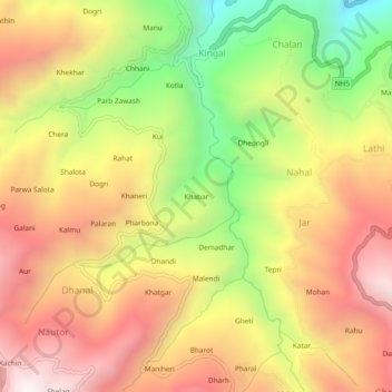 Khabar topographic map, elevation, terrain