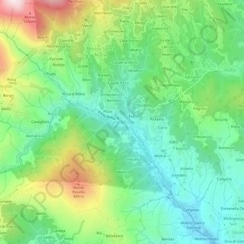 Valle Mosso topographic map, elevation, terrain
