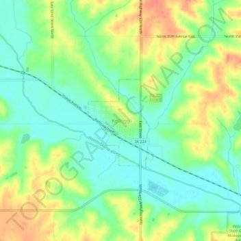 Kellogg topographic map, elevation, terrain