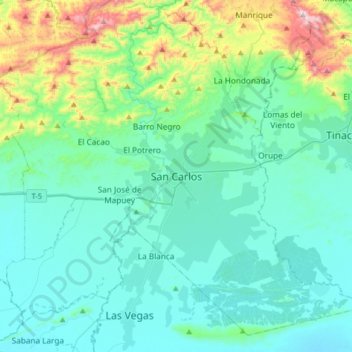 San Carlos topographic map, elevation, terrain