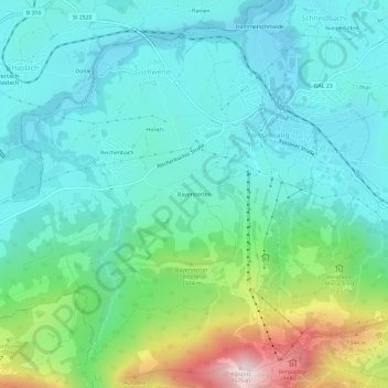 Bayerstetten topographic map, elevation, terrain