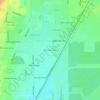 Mountain View topographic map, elevation, terrain