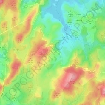 Les Salles topographic map, elevation, terrain