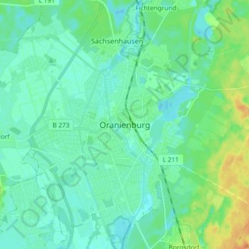 Oranienburg topographic map, elevation, terrain
