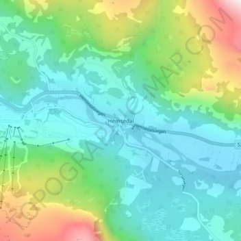 Hemsedal topographic map, elevation, terrain