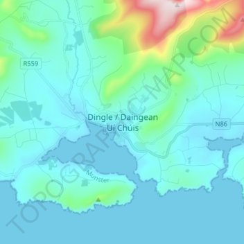 Dingle topographic map, elevation, terrain
