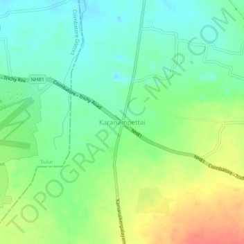 Karanampettai topographic map, elevation, terrain