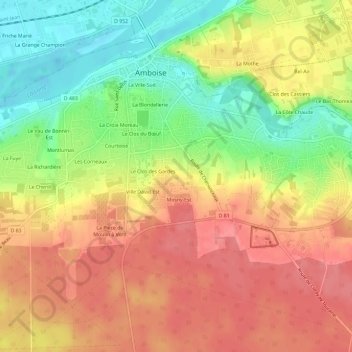 Les Sablonnières topographic map, elevation, terrain