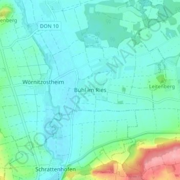 Bühl im Ries topographic map, elevation, terrain