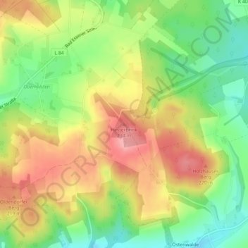 Hesterbrink topographic map, elevation, terrain