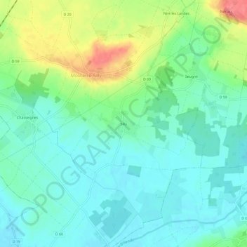Silly topographic map, elevation, terrain