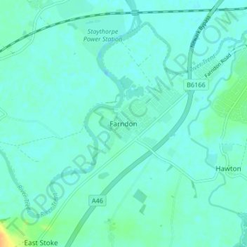 Farndon topographic map, elevation, terrain
