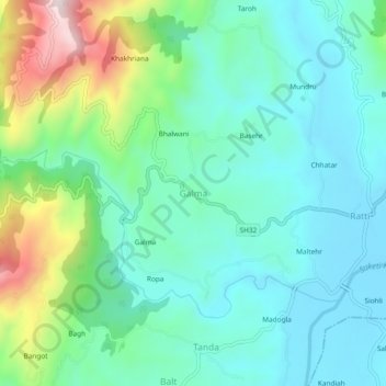 Galma topographic map, elevation, terrain
