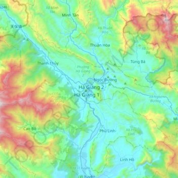 Hà Giang topographic map, elevation, terrain