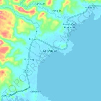 San Agustin topographic map, elevation, terrain