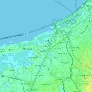 Talaba 3 topographic map, elevation, terrain