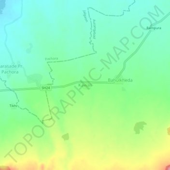 Kawali topographic map, elevation, terrain