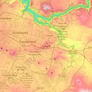 Tonalá topographic map, elevation, terrain