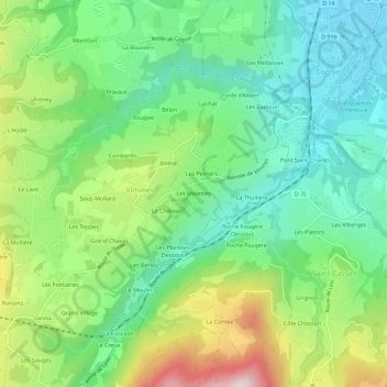 Les Molettes topographic map, elevation, terrain