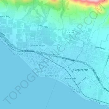 Old Town topographic map, elevation, terrain