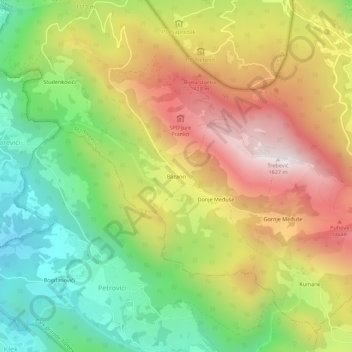 Blizanci topographic map, elevation, terrain