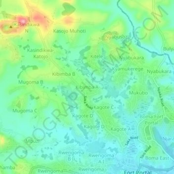 Kibimba A topographic map, elevation, terrain