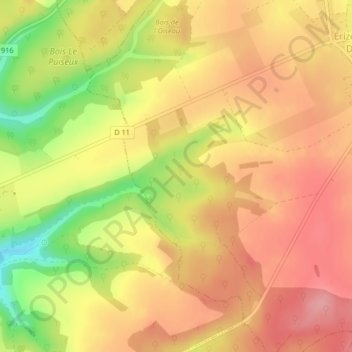Genèves topographic map, elevation, terrain