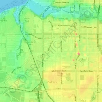 Spenard topographic map, elevation, terrain