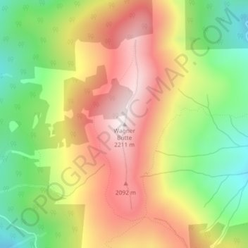 Wagner Butte topographic map, elevation, terrain