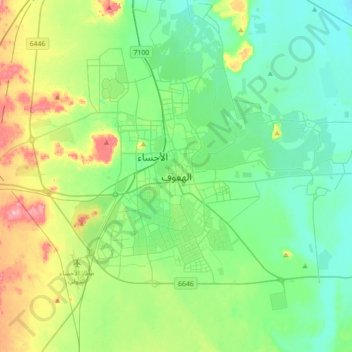 Al-Hofuf topographic map, elevation, terrain
