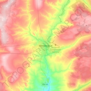 Menongue topographic map, elevation, terrain