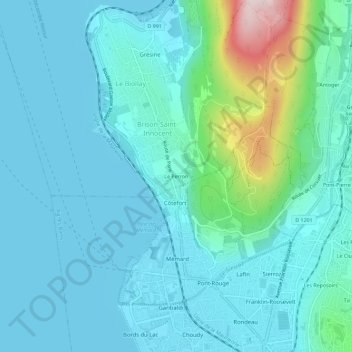 Le Perron topographic map, elevation, terrain