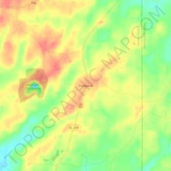 Fishpond topographic map, elevation, terrain