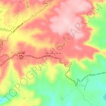 Khadkipada topographic map, elevation, terrain