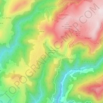Saint-Martin de Monon topographic map, elevation, terrain