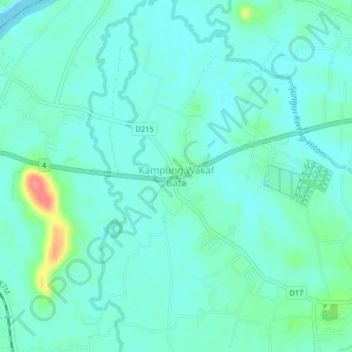 Kampung Wakaf Bata topographic map, elevation, terrain