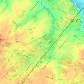 Lincoln Park topographic map, elevation, terrain