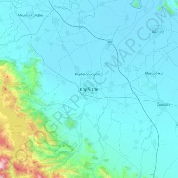 Karditsa topographic map, elevation, terrain