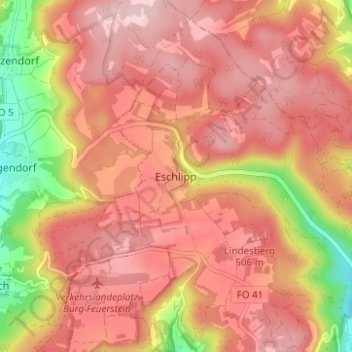 Eschlipp topographic map, elevation, terrain