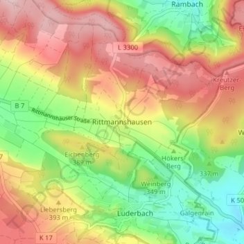 Rittmannshausen topographic map, elevation, terrain