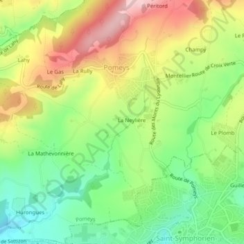 La Neylière topographic map, elevation, terrain