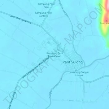 Kampung Parit Raja Ahmad topographic map, elevation, terrain