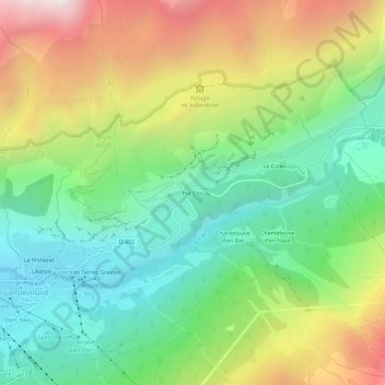 Pré Clos topographic map, elevation, terrain