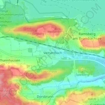 Veitserlbach topographic map, elevation, terrain