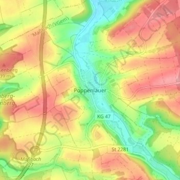Poppenlauer topographic map, elevation, terrain