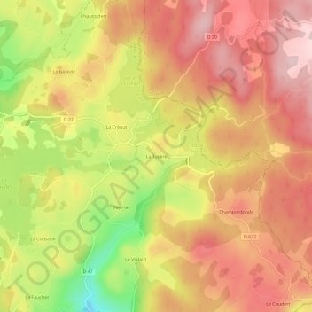 La Tulière topographic map, elevation, terrain